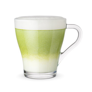 Matcha Latte Green Tea Isolated On White Background.