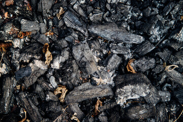 The texture of dark gray charcoal . Coal in large chunks, energy reserve. Natural background.