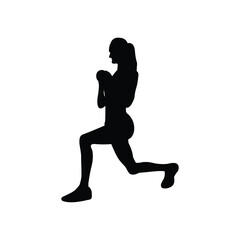 Fototapeta na wymiar Girl doing daily exercise. Aerobics or yoga pose of a woman silhouette. Sporty and fit young lady vector.