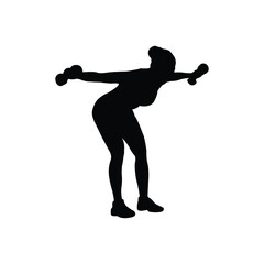 Girl doing daily exercise. Aerobics or yoga pose of a woman silhouette. Sporty and fit young lady vector.