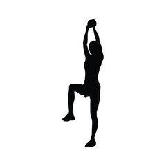 Fototapeta premium Girl doing daily exercise. Aerobics or yoga pose of a woman silhouette. Sporty and fit young lady vector.