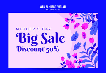 Happy Mother's Day Retro Web Banner for Social Media Poster, banner, space area, and background