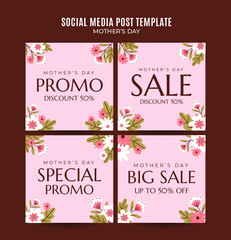 Happy Mother's Day Retro Web Banner for Social Media Square Poster, banner, space area, and background