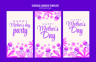 Happy Mother's Day Retro Web Banner for Social Media Vertical Poster, banner, space area, and background
