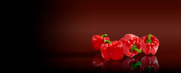 

Composition, red sweet pepper on a dark background. Vegetarianism, healthy lifestyle, vitamins.