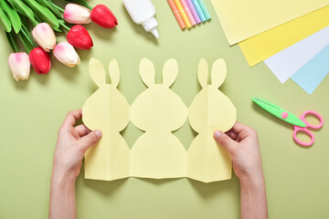Do it yourself. A children's postcard made of paper with a rabbit. Step-by-step photo instruction...