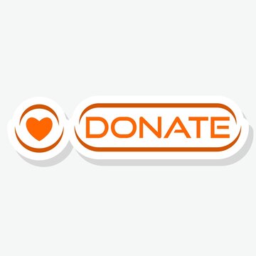 Donate sticker icon isolated on white background