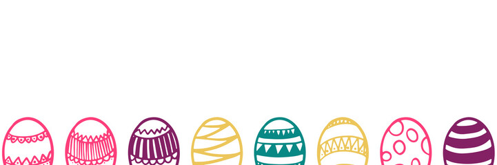 Colourful easter background banner with bunnies, eggs and flowers. Vector abstract graphic design banner pattern background template illustration.