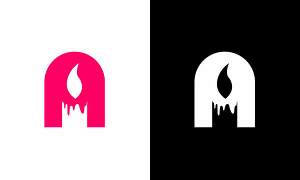 initial letter logo A candle logo design Vector Icon template