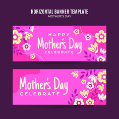 Happy Mother's Day Retro Web Banner for Social Media Horizontal Poster, banner, space area, and background