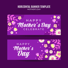 Happy Mother's Day Retro Web Banner for Social Media Horizontal Poster, banner, space area, and background