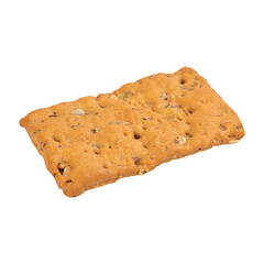 Isolated fresh baked flat multigrain bread on white background
