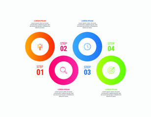 Vector infographic elements for business with icons and 4 options steps template design.