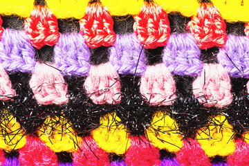 Element of handmade knitted product with repeating patterns