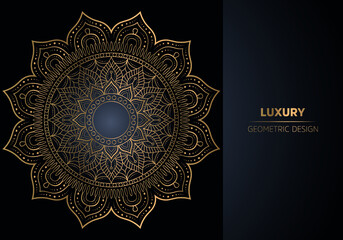 Luxury ornamental mandala design background in gold color Free Vector