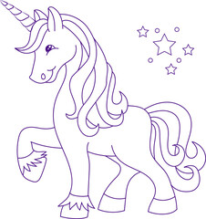Obraz na płótnie Canvas Coloring design with cute unicorn Premium Vector