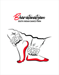 Bharathanatiyam the indian classical dance. South Indian classical dancing girl feet. Bharatanatyam dance form.