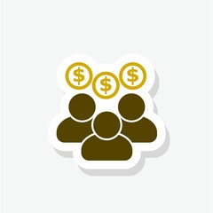 Fototapeta na wymiar Employee cost, salary sticker icon on white