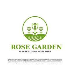 rose garden logo vector design template