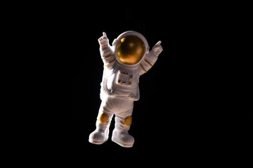 Spaceman travels on black background, Astronaut outer space
