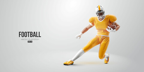 Realistic silhouette of a NFL american football player man in action isolated white background. Vector illustration