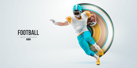 Realistic silhouette of a NFL american football player man in action isolated white background. Vector illustration