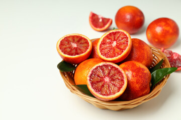 Concept of citrus with red orange, space for text