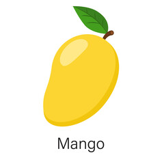 Mango isolated on white background. Vector illustration in flat style