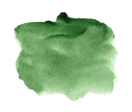 Abstract green watercolor spot isolated on white background © Oleksandr Blishch