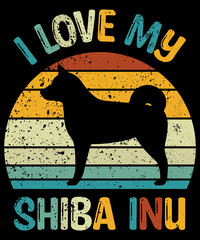 Shiba Inu T-Shirt / Retro Vintage Shiba Inu Tshirt / Black Dog Silhouette Gift for Shiba Inu Lovers / Funny Shiba Inu Unisex Tee