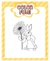 Worksheets template with color fun! text and rabbit outline