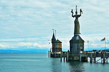 Fototapeta na wymiar Germany-The Imperia statue at the entrance of the harbour of Constance