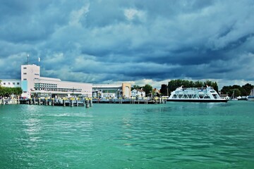 Germany-view from pier on the Zeppelin-Museum in town Friedrichshafen