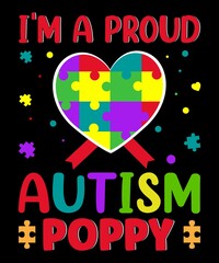 I'm a Proud Autism Poppy T-Shirt Design.