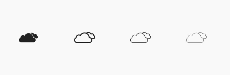 Two clouds linear vector icon. Cloudy weather