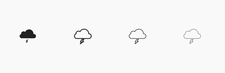 Cloud with lightning linear vector illustration