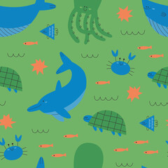 Under The Sea Nursery Seamless Pattern