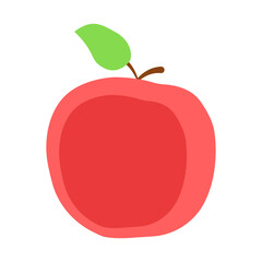 Apple with leaf, vector icon. Red apple logo. Vector red fruit icon in flat style. Healthy food logo. Ripe apple. Vector illustration.