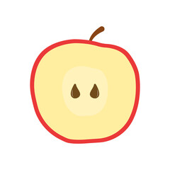 Half an apple vector icon. Icon of a cut half of an apple with pits in the inside vector icon. Fresh juicy apple in flat style. Vector illustration.