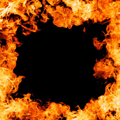 Fire flame frame in square shape.
