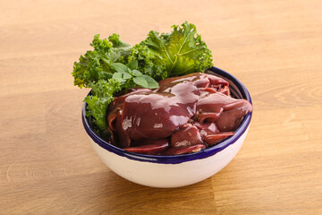 Raw chicken liver in the bowl