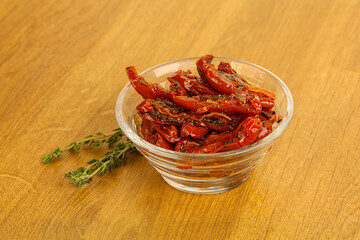 Sun-dried natural Italian tomato in the bowl