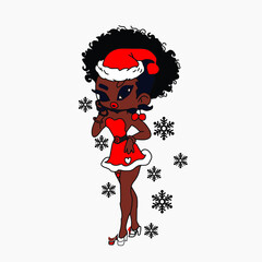 cute afro black woman merry christmas 