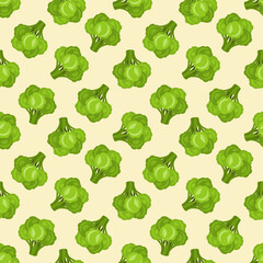 Seamless background with fresh green broccolis