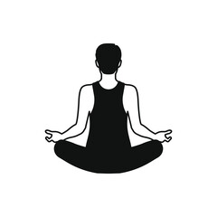 Man meditating, yoga, relaxation icon design isolated on white background. Vector illustration