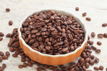 Roasted coffee bean in the bowl