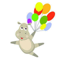 Funny animals. Behemoth, vector image in cartoon style, sticker, design.