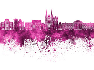 Fototapeta premium Angers skyline in watercolor background