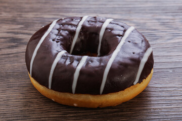 Glazed sweet tasty chocolate donut