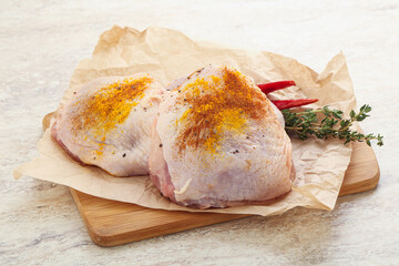 Raw chicken thigh for cooking